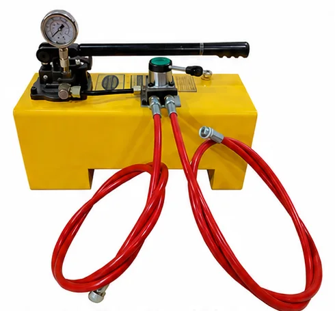 Double-acting hand pump with valve, 800 bar