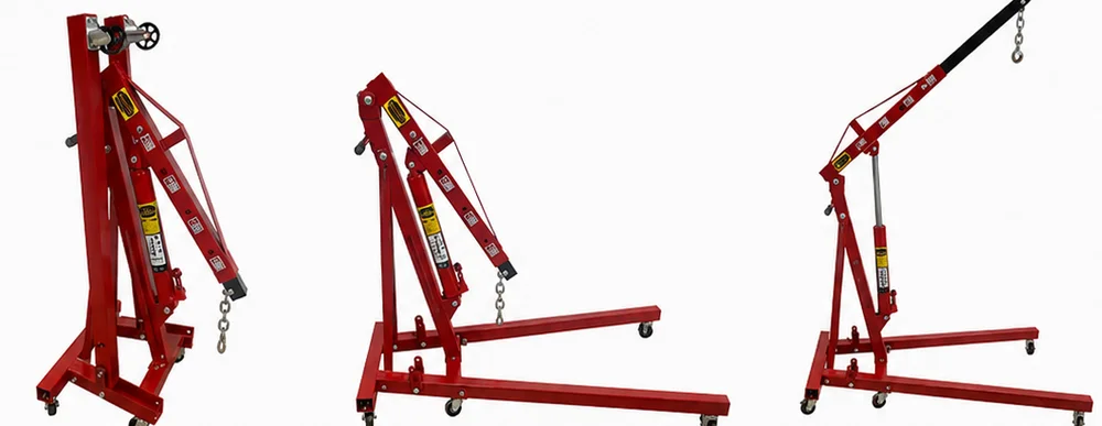 Hydraulic floor crane (engine crane), foldable and non-foldable