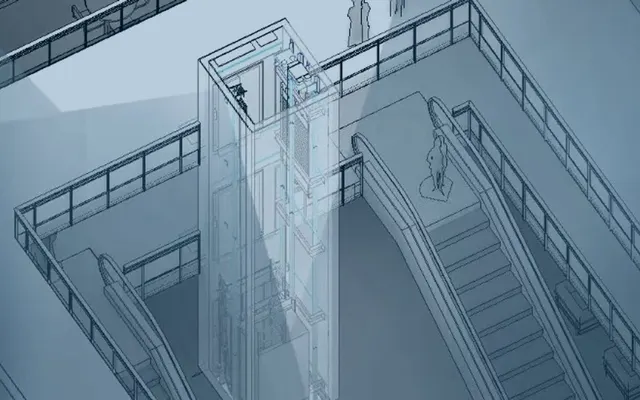 BIM render of a lift shaft in a building