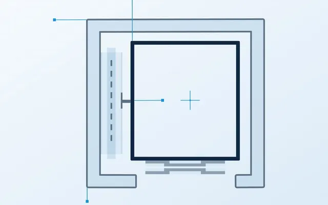 Plan view of a lift shaft with the car and rails