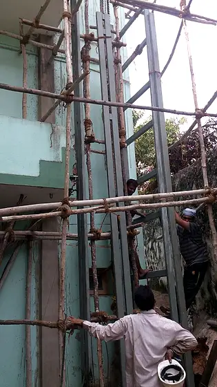 HLA crew at work: shaft and scaffold