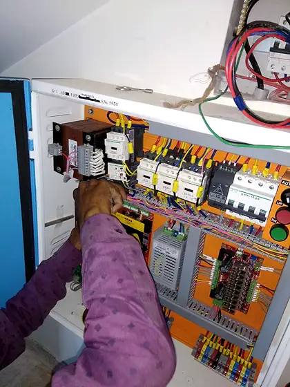 HLA crew at work: control panel and wiring