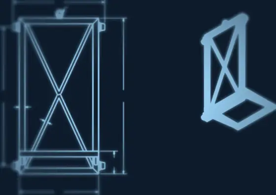 Part of an HLA design drawing, softened and with all dimensions removed