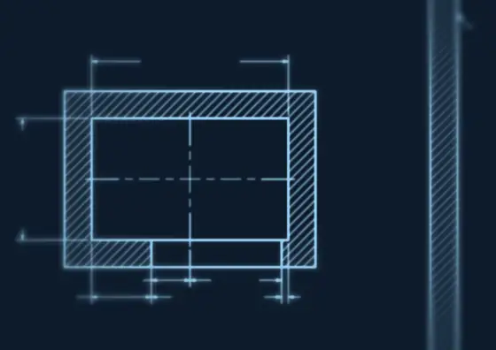 Part of an HLA design drawing, softened and with all dimensions removed