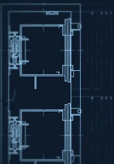 Part of an HLA design drawing, softened and with all dimensions removed