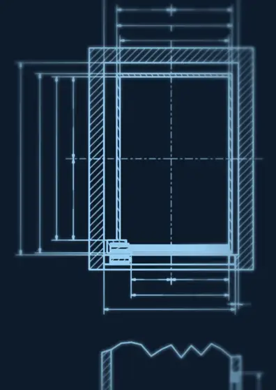 Part of an HLA design drawing, softened and with all dimensions removed